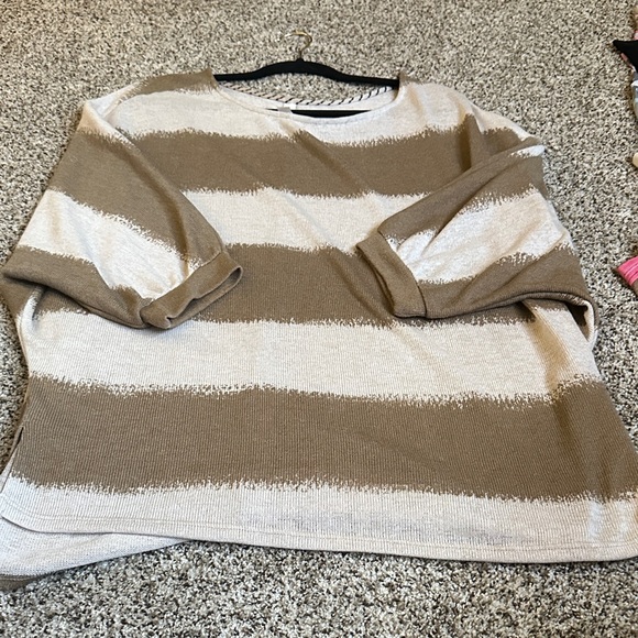 Honeyme Beige and Cream Striped Sweater - Picture 1 of 1